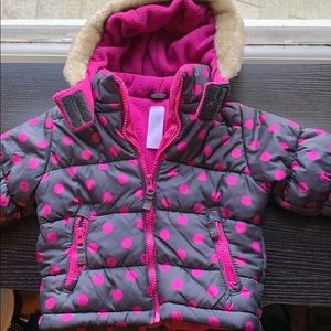 Carters size 12 mo navy and pink hooded coat